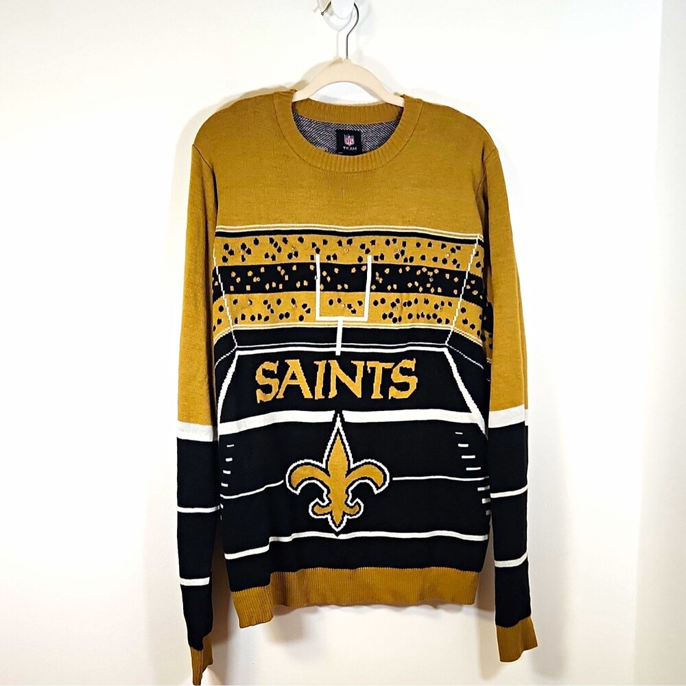 NFL New Orleans Saints Ugly Christmas Sweater Light Up LARGE